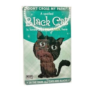 🆕 Wags n’ Whiskers Black Cat “Beware of the Cat” Tin Sign